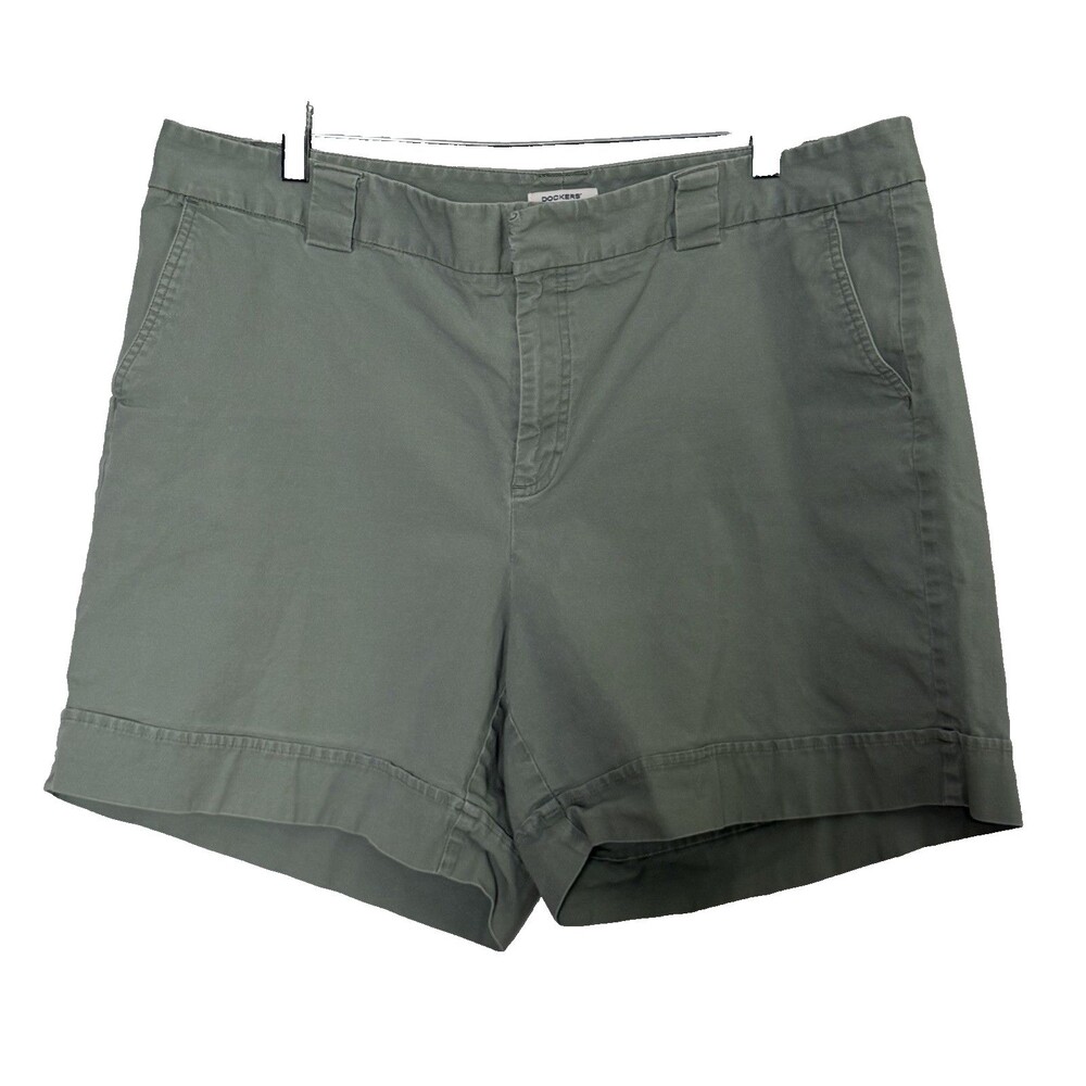 Dockers Favorite Fit Women's Shorts Green Cotton Y2K Chino Size 18W Sage Olive